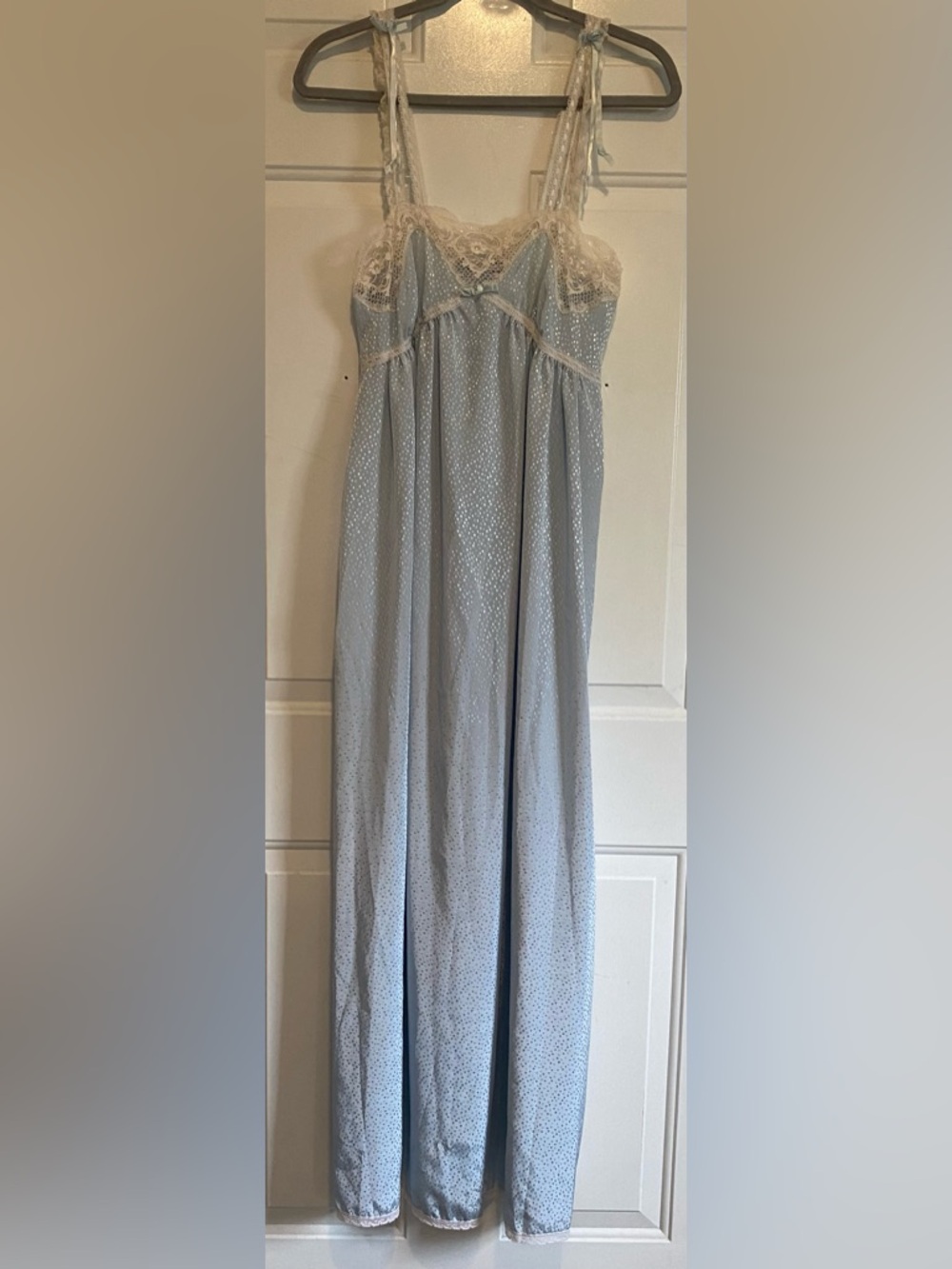 Christian Dior Lingerie Polka Dot Lace Slip Gown Sz Small Polyester Vintage 70s